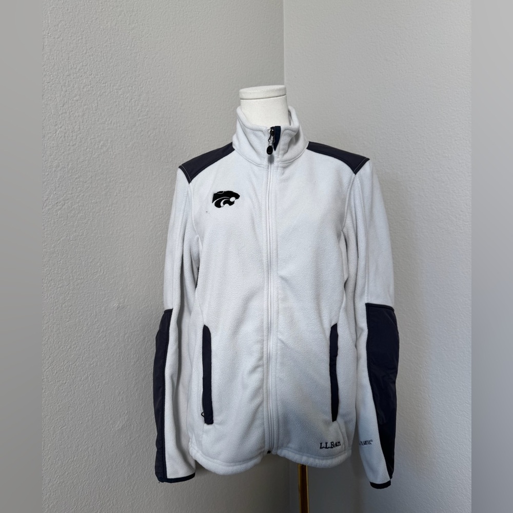 L.L. Bean Polartec White Fleece K-State Zip-Up NWOT S KAPPA DELTA LOGO